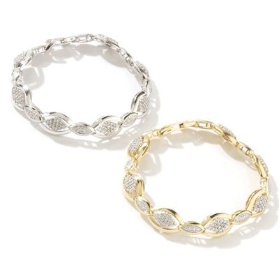 14K WG or YG 7" 1.44ct Diamond Link Bracelet