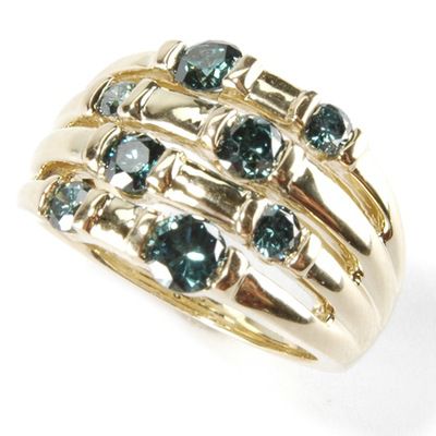 14K 1.25ct Blue Diamond Scatter Ring