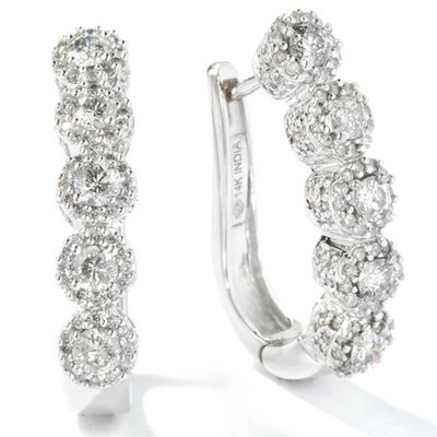 14K WG 2.00ct Diamond Five Stone Pave Earrings