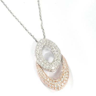 14K WGRG 1.02ct Diamond Marquise Pendant w Chain