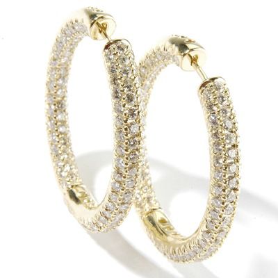 18K WG or YG 7.01ct Diamond Pave Inside-Out Hoop Earrings
