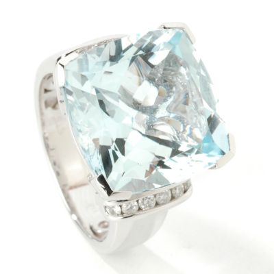 14K WG Aquamarine & Diamond Ring