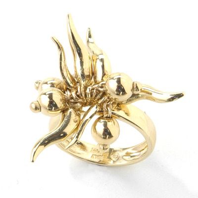 14K Fancy Italian Horn Ring
