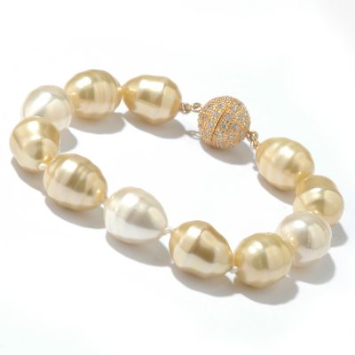 Sterling Silver/Vermeil 8" Baroque Simulated Pearl Bracelet