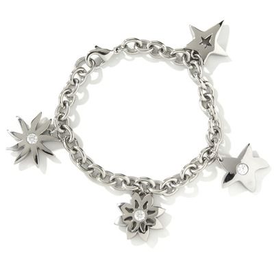 Stainless Steel 7" or 8" Chunky Charm Cubic Zirconia Signity® Stone Bracelet