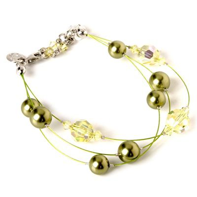 Sterling SilverRhodium 7" Swarovski&reg; Crystal Triple Strand Illusion Bracelet