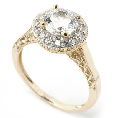 14K RG or YG Vintage Solitaire Cubic Zirconia Signity&reg; Stone Ring