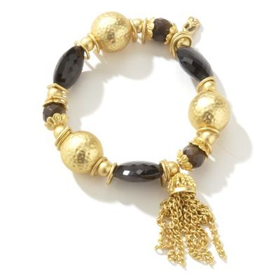 18K Gold Plated Austrian Crystal Tassel Stretch Bracelet