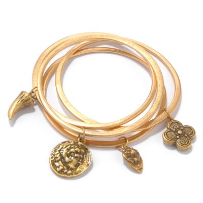18K Plated Charm Bangle Bracelets