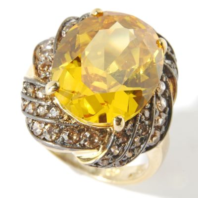 Sterling Silver / 18K Plated Colored Cubic Zirconia Cocktail Ring