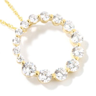Sterling Silver/22K or Rhodium Cubic Zirconia Circle Pendant w/ Chain