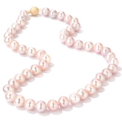 14K Gold 18" Dyed Pink 9-10mm Cultured Chinese Freshwater Pearl Necklace