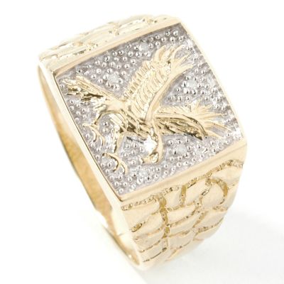 10K Gold Diamond Men's Eagle Ring