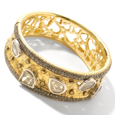 18K Gold 6.25" Yellow & Gray 11.18ct Diamond Bangle Bracelet