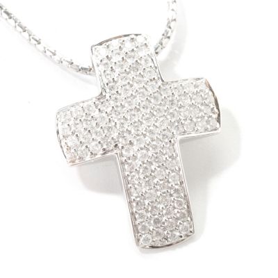 14K White or Yellow Gold Diamond Cross Pendant w/ 18 Chain. WHITE GOLD