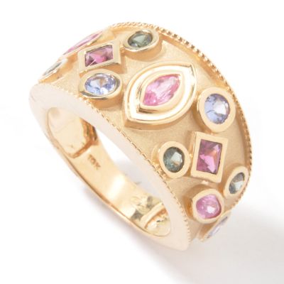 J203126 - 14K Gold Pink Sapphire & Multi-Gem Scatter Ring