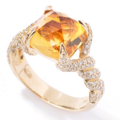 J203131 - 14K Gold Citrine & Diamond Ring