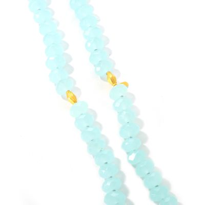 J203185 - 20K Gold 30" Light or Dark Blue Quartz Beaded Necklace