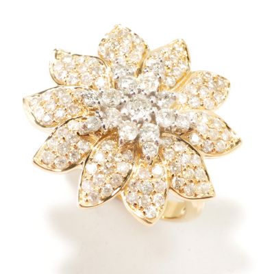 J203191 - 14K White / Yellow Gold 1.50ct Diamond Flower Ring 