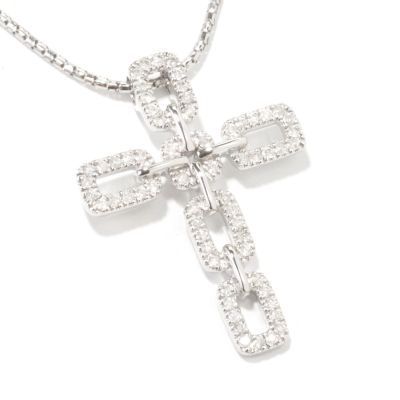 14k White 1 2 Pt Diamond Cross Pendant