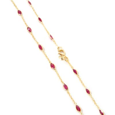 J203310 - 18K Gold 18" Sapphire or Ruby Station Necklace