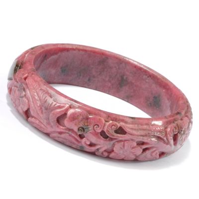 8" Rhodonite Flower Bangle Bracelet