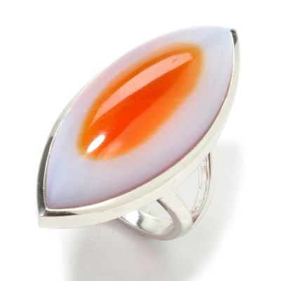 J203583 - Sterling Silver Elongated Fire Agate Ring