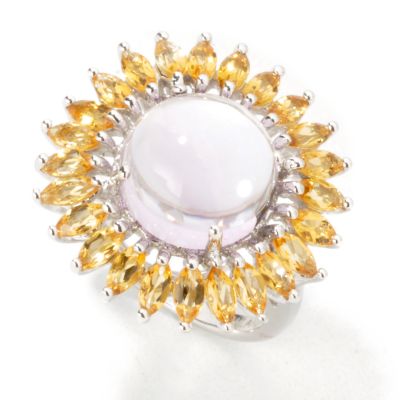 J203627 - 14K White Gold Pink Amethyst & Citrine Ring