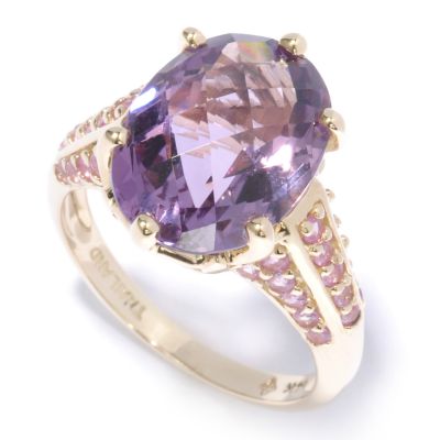 14K Gold Amethyst & Pink Sapphire Ring
