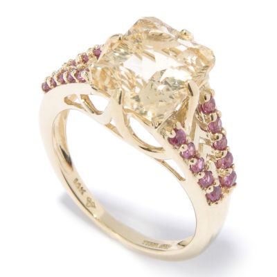 14K Gold Citrine & Grape Garnet Ring