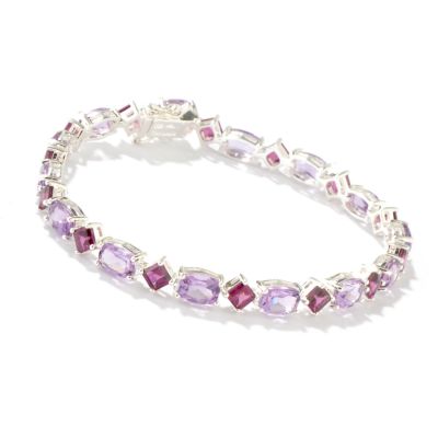 Sterling Silver 7.75" Amethyst & Rhodolite Garnet Bracelet