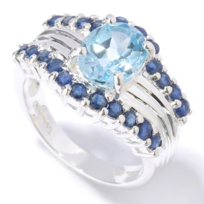 Sterling Silver Sky Blue Topaz & Sapphire Ring