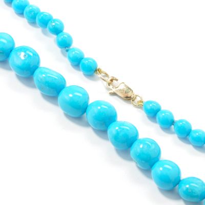 14K Gold 18.5" Graduated Sleeping Beauty Turquoise Necklace