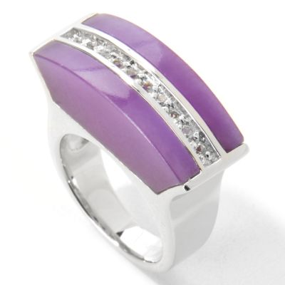Sterling Silver Lavender Jade & White Topaz Ring