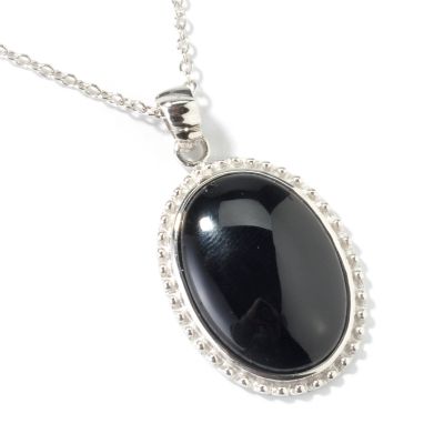Sterling Silver Black Onyx Pendant w/ Chain