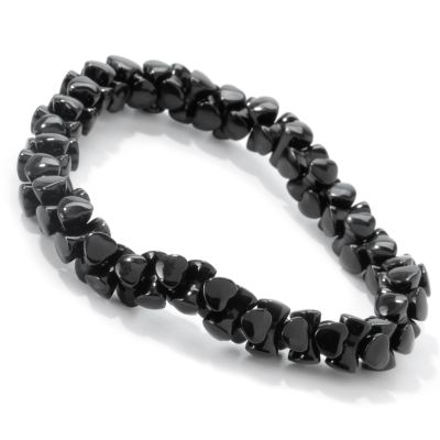 7" Black Agate Beaded Stretch Bracelet