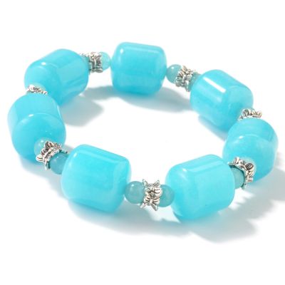 Sterling Silver 7" Aqua Aventurine Stretch Bracelet