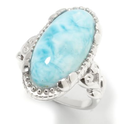 J203726 - Sterling Silver Oval Larimar Ring