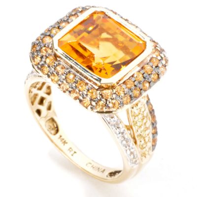 14K Gold Citrine & Multi-Color Sapphire Ring