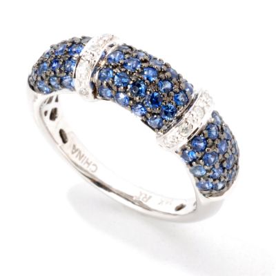 14K White Gold Sapphire & Diamond Ring