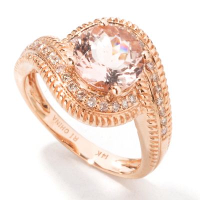 14K Rose Gold Morganite & Pink Diamond Ring