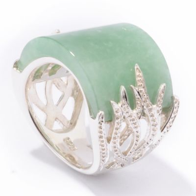 Sterling Silver Green Jade Ring