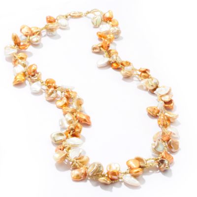 14K Gold 18" Multi-Color Freshwater Cultured Keishi Pearl Necklace