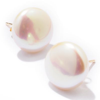 J203775 - 14K Gold White, Black or Chocolate Freshwater Cultured Pearl Stud Earrings