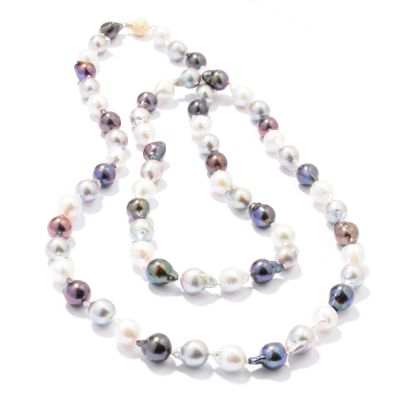 14K Gold 36" White, Silver & Peacock Baroque Cultured Pearl Necklace