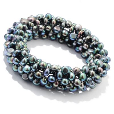 8" Black or White Freshwater Cultured Pearl Stretch Bracelet