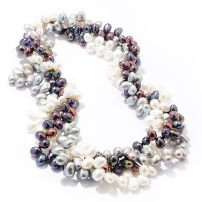 14K Gold 20" Colored Freshwater Cultured Pearl Three-Row Necklace