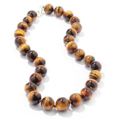 Sterling Silver 18" Tiger Eye or Black Onyx Beaded Necklace