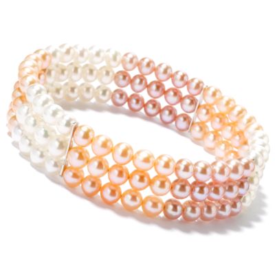 Sterling Silver 8" Color Choice Freshwater Cultured Pearl Bangle Bracelet