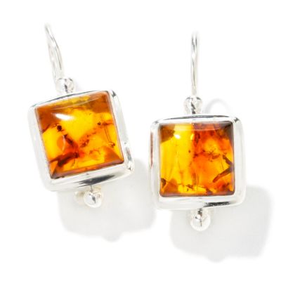 J203813 - Sterling Silver Amber Drop Earrings